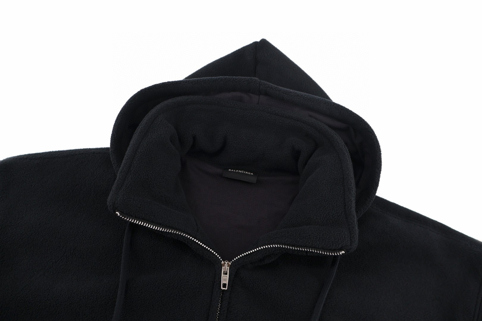 Balenciaga 巴黎世家 圆环刺绣双向拉链连帽抓绒外套 夹克 长袖 秋冬 保暖 黑色 B5 858092TTVS51000