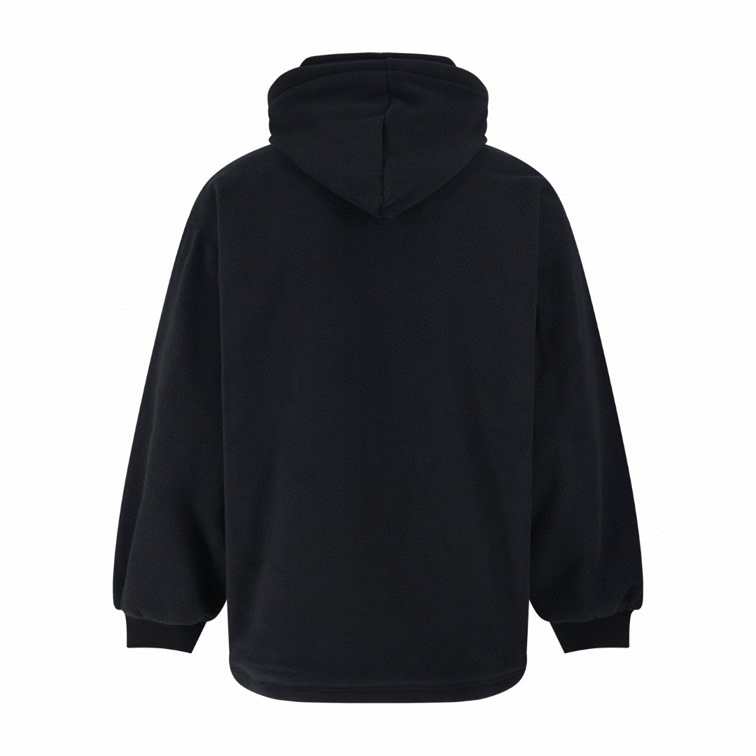 Balenciaga 巴黎世家 圆环刺绣双向拉链连帽抓绒外套 夹克 长袖 秋冬 保暖 黑色 B5 858092TTVS51000