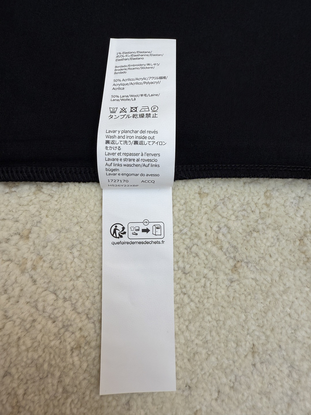 Loewe 罗意威 彩色毛线袖圆领短袖 T恤 夏季 黑色 A2 H526Y22XBF-1100