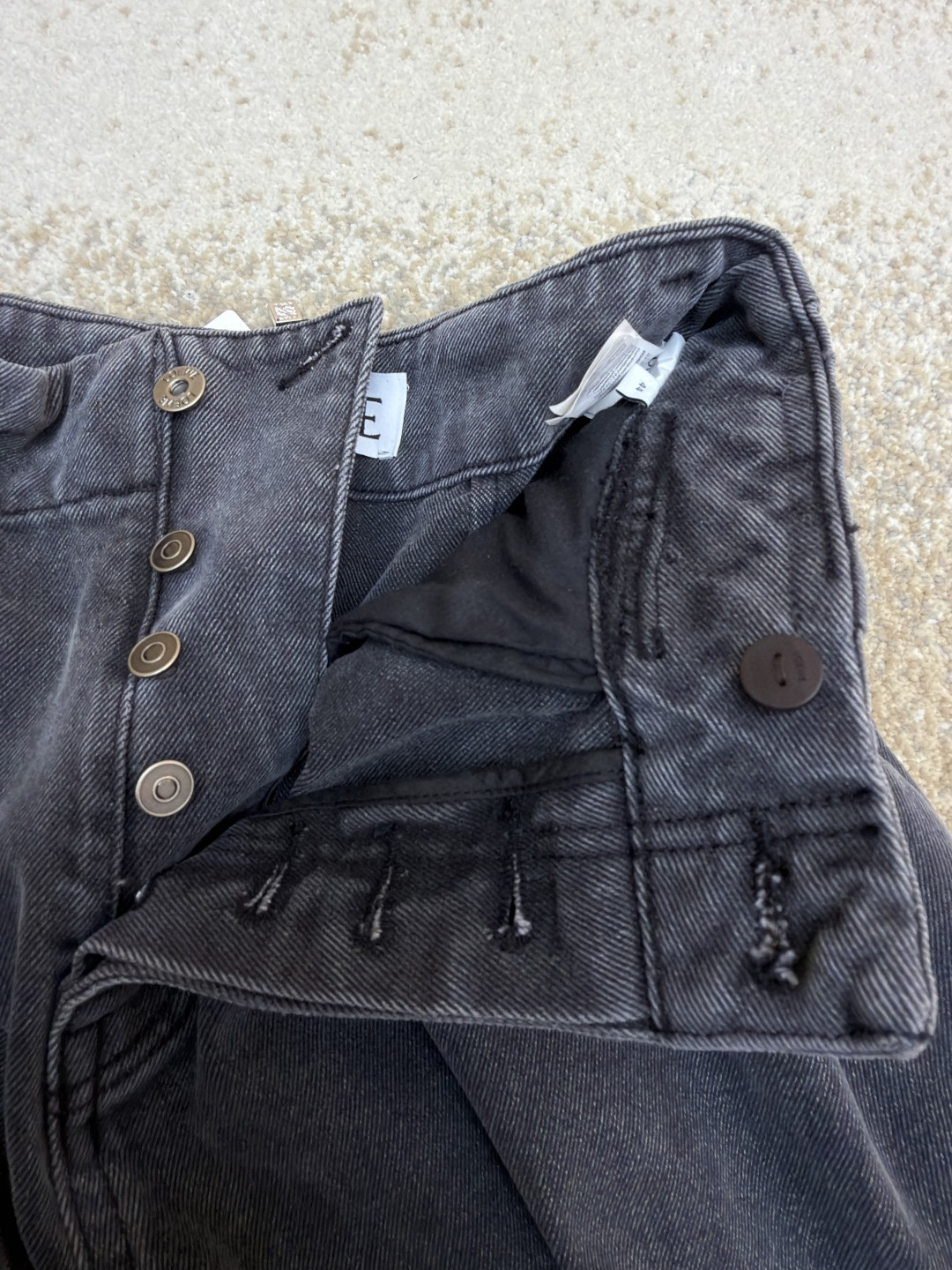 Loewe 罗意威 皮革贴片宽松牛仔裤 长裤 裤子 黑色 B0 H526Y11WAJ-1100