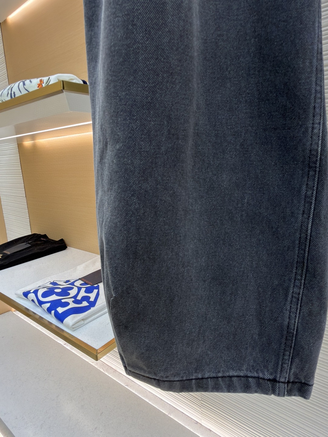 Loewe 罗意威 皮革贴片宽松牛仔裤 长裤 裤子 黑色 B0 H526Y11WAJ-1100