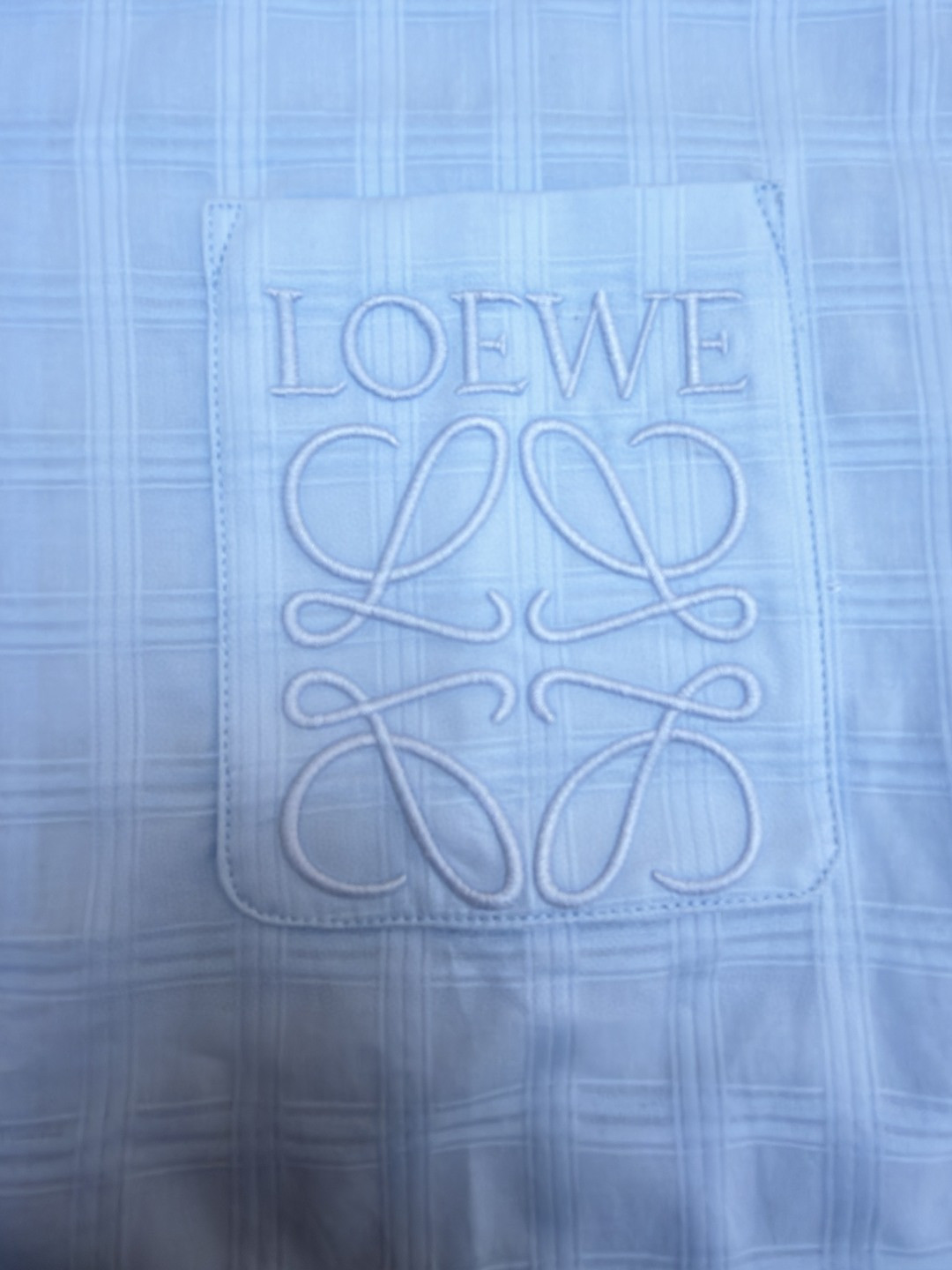 Loewe 罗意威 刺绣字母logo格子衬衫 短袖 蓝色 A5 H526Y05WEX-5140