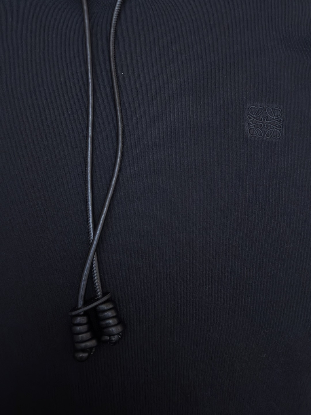 LOEWE 罗意威 皮革抽绳刺绣logo连帽卫衣 长袖 灰色 黑色 A7 H526Y25X53-1440