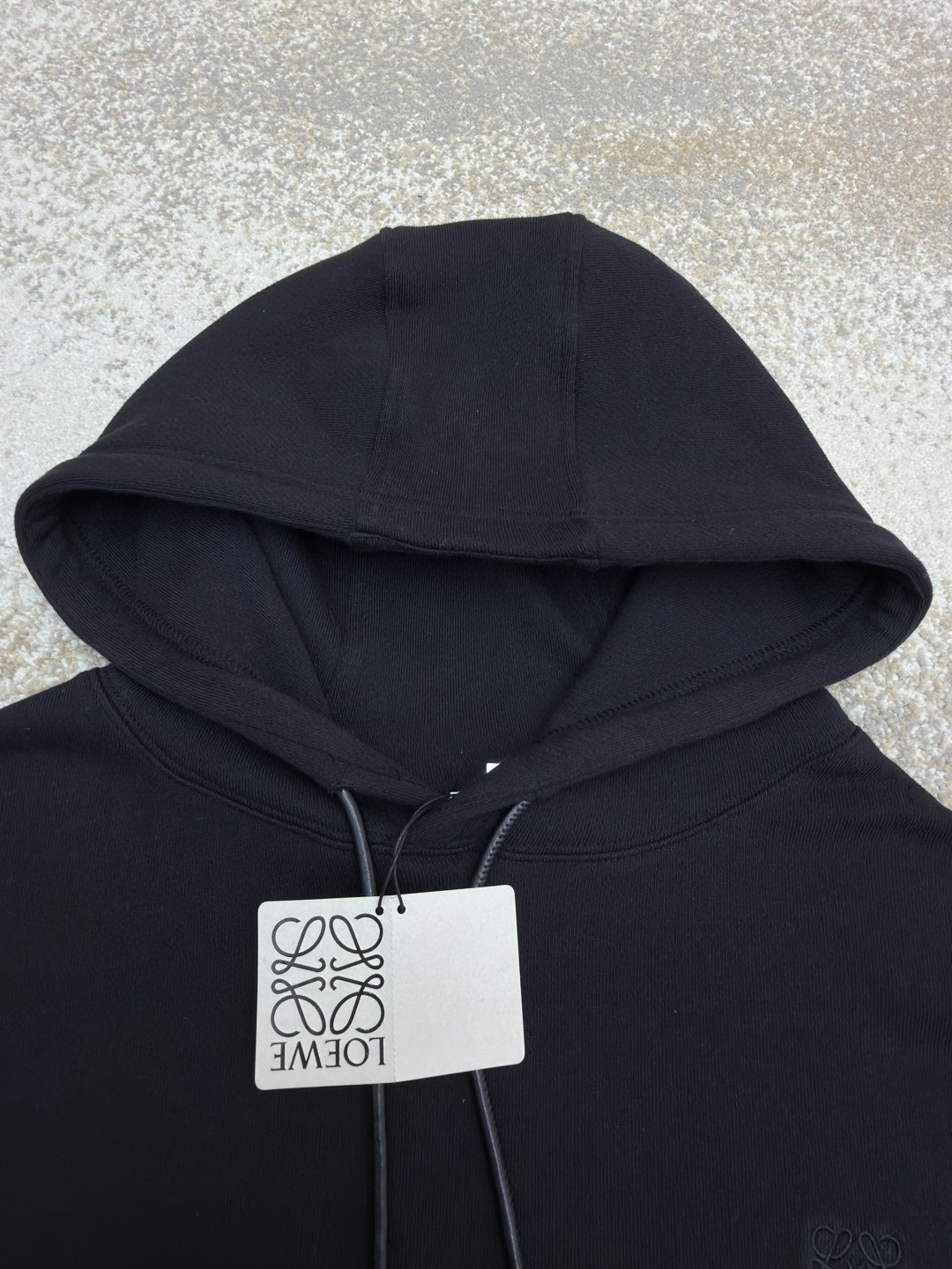 LOEWE 罗意威 皮革抽绳刺绣logo连帽卫衣 长袖 灰色 黑色 A7 H526Y25X53-1440