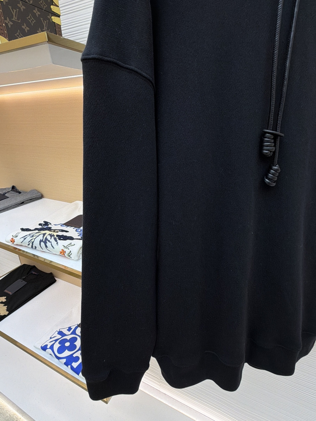 LOEWE 罗意威 皮革抽绳刺绣logo连帽卫衣 长袖 灰色 黑色 A7 H526Y25X53-1440