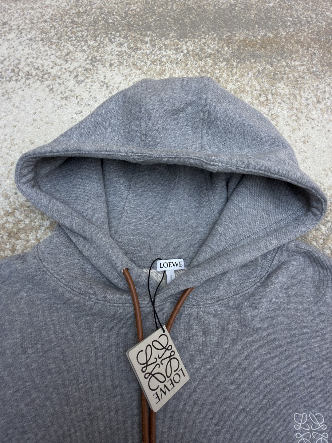 LOEWE 罗意威 皮革抽绳刺绣logo连帽卫衣 长袖 灰色 黑色 A7 H526Y25X53-1440
