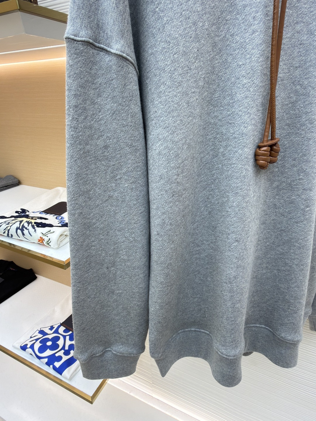 LOEWE 罗意威 皮革抽绳刺绣logo连帽卫衣 长袖 灰色 黑色 A7 H526Y25X53-1440