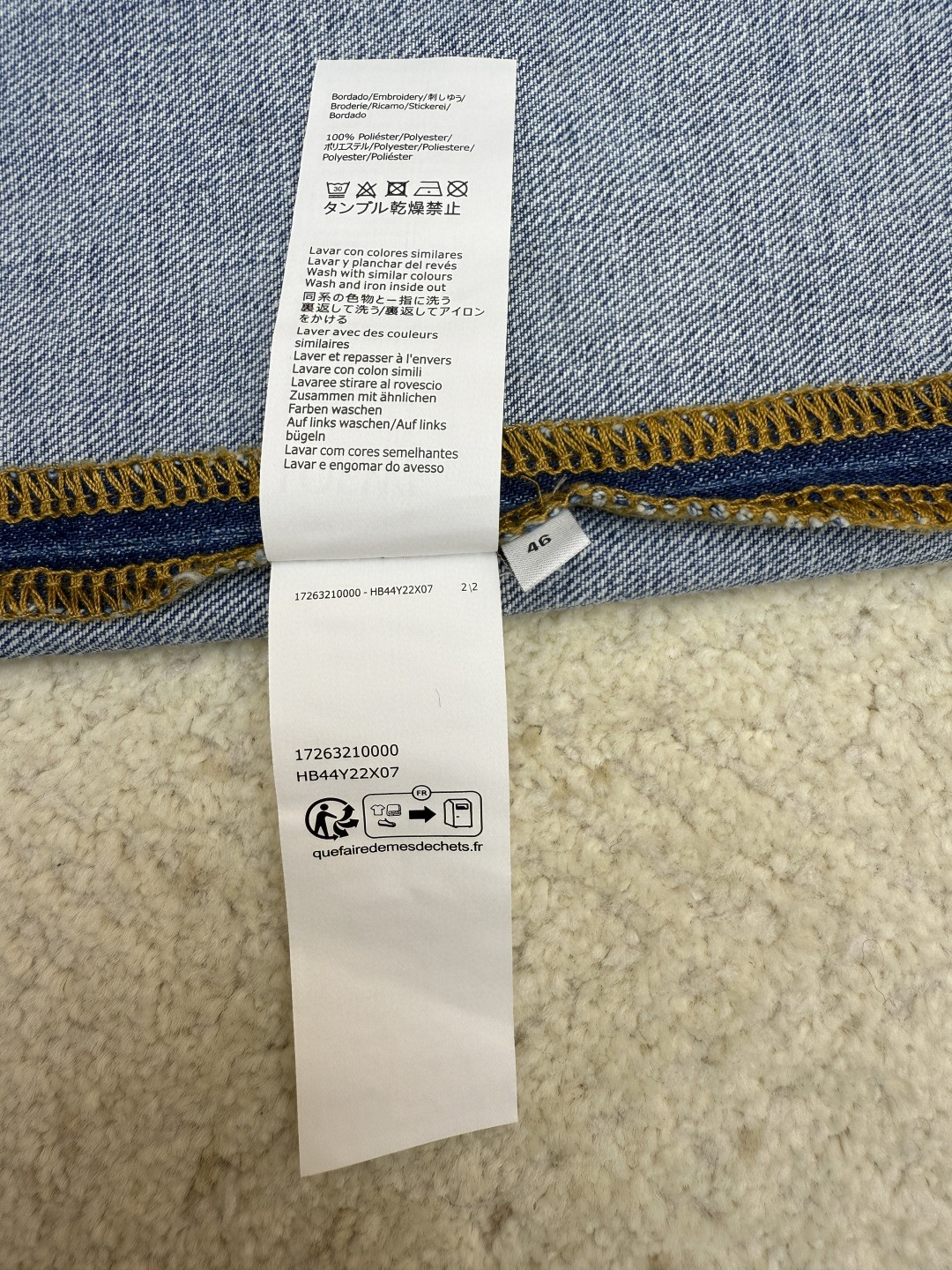 Loewe 罗意威 袖口刺绣图案 丹宁牛仔衬衫 短袖 外套 夏季 蓝色 A5 H526Y1DW18-6395