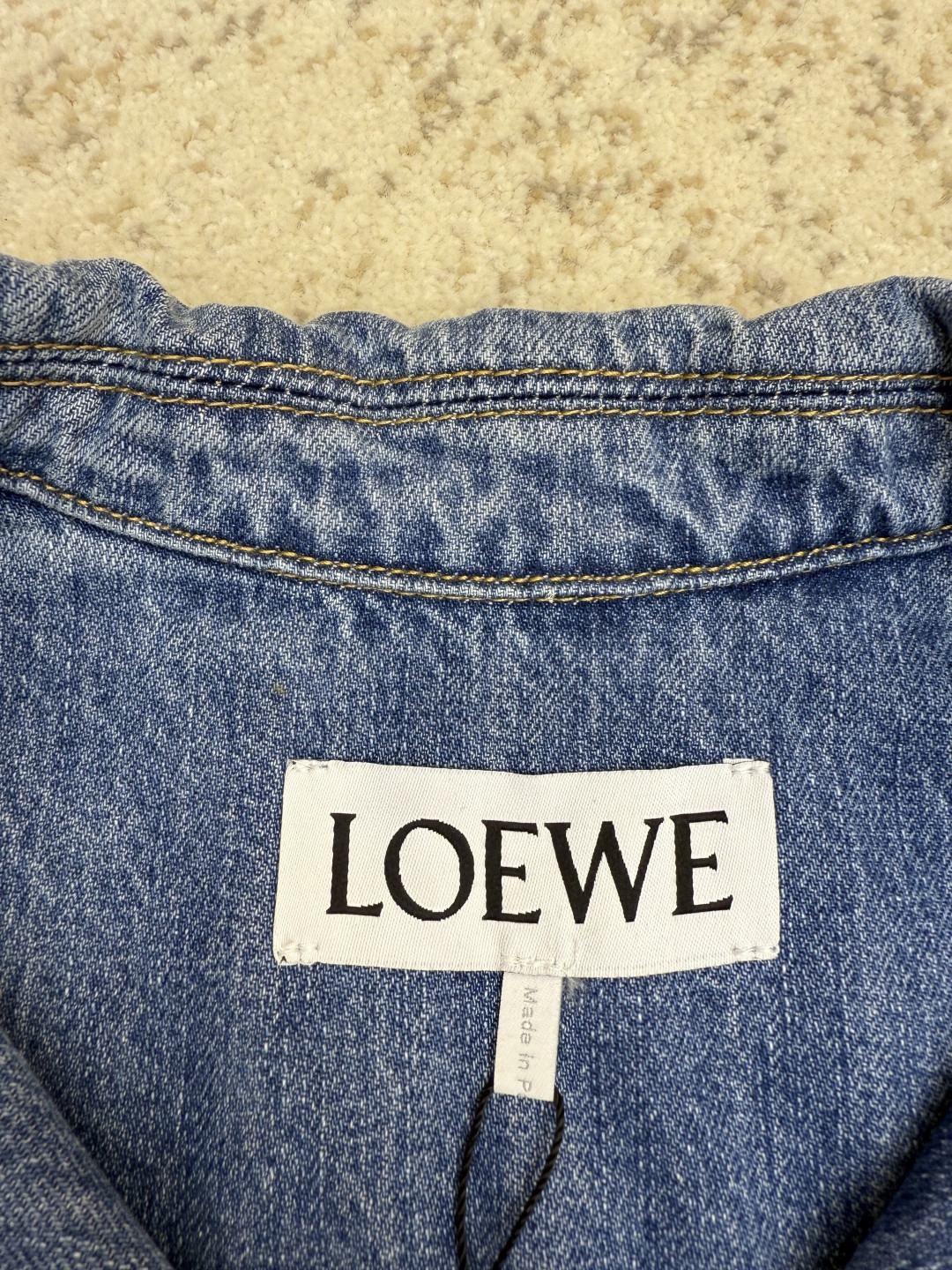 Loewe 罗意威 袖口刺绣图案 丹宁牛仔衬衫 短袖 外套 夏季 蓝色 A5 H526Y1DW18-6395