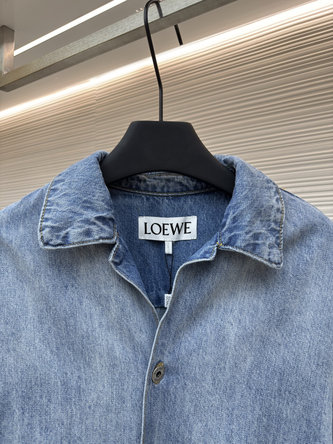 Loewe 罗意威 袖口刺绣图案 丹宁牛仔衬衫 短袖 外套 夏季 蓝色 A5 H526Y1DW18-6395