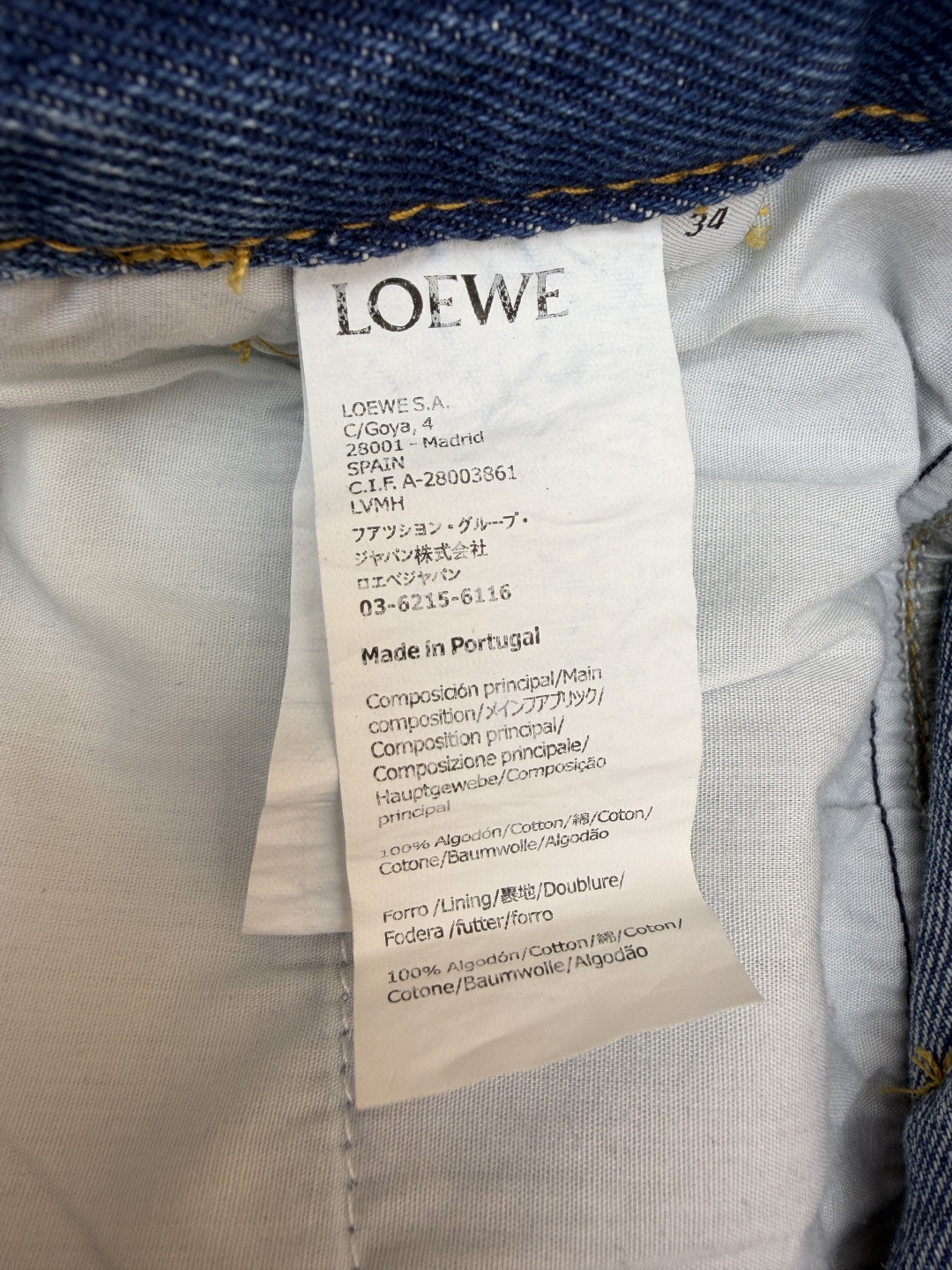Loewe 罗意威 裤腿刺绣图案牛仔短裤 五分裤 裤子 蓝色 A5 S359Y11XC7-5320