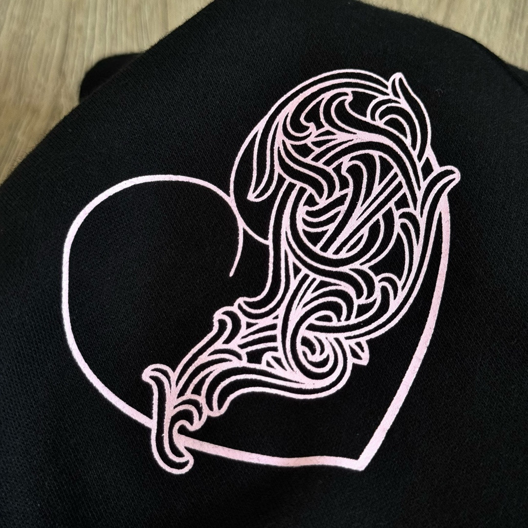 Chrome Hearts 克罗心 Deadly Doll 联名款 十字架美少女松紧腰直筒运动裤 抓绒 卫裤 休闲裤 长裤 裤子 黑色 CH-RM0607