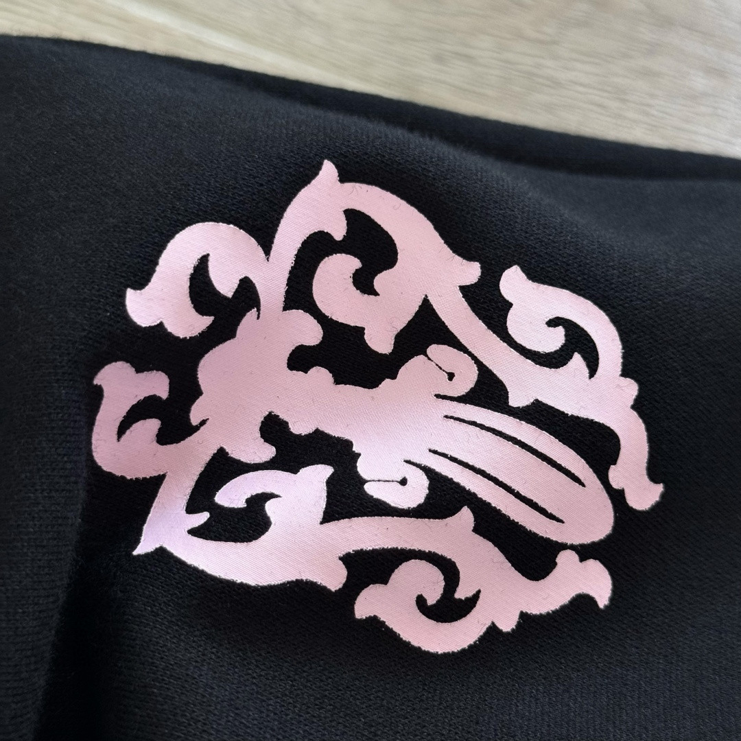 Chrome Hearts 克罗心 Deadly Doll 联名款 十字架美少女松紧腰直筒运动裤 抓绒 卫裤 休闲裤 长裤 裤子 黑色 CH-RM0607