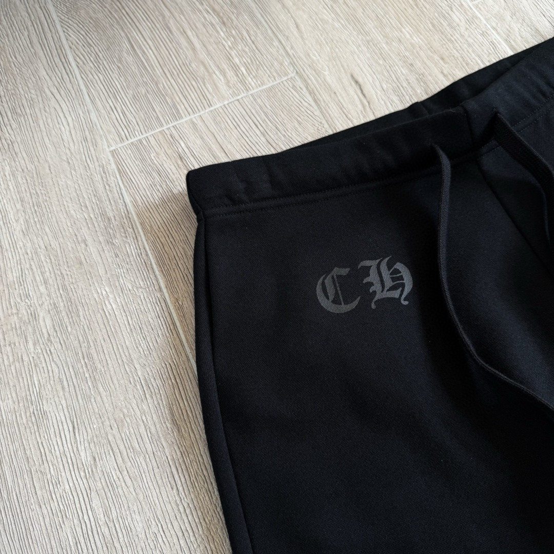 Chrome Hearts 克罗心 Deadly Doll 联名款 十字架美少女松紧腰直筒运动裤 抓绒 卫裤 休闲裤 长裤 裤子 黑色 CH-RM0607