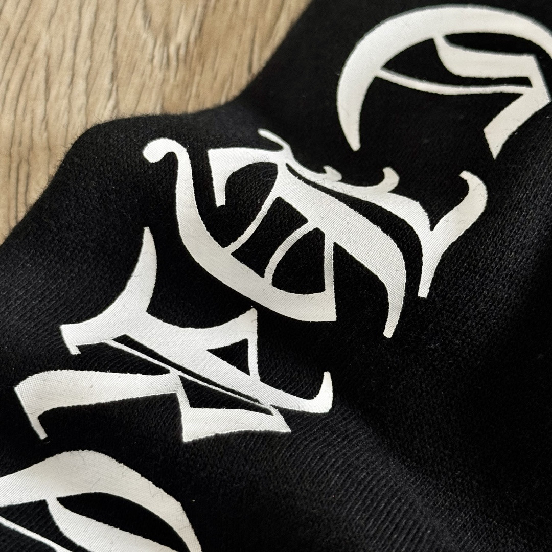 Chrome Hearts 克罗心 侧边白色梵文印花松紧腰束脚运动裤 抓绒 卫裤 休闲裤 长裤 裤子 黑色 