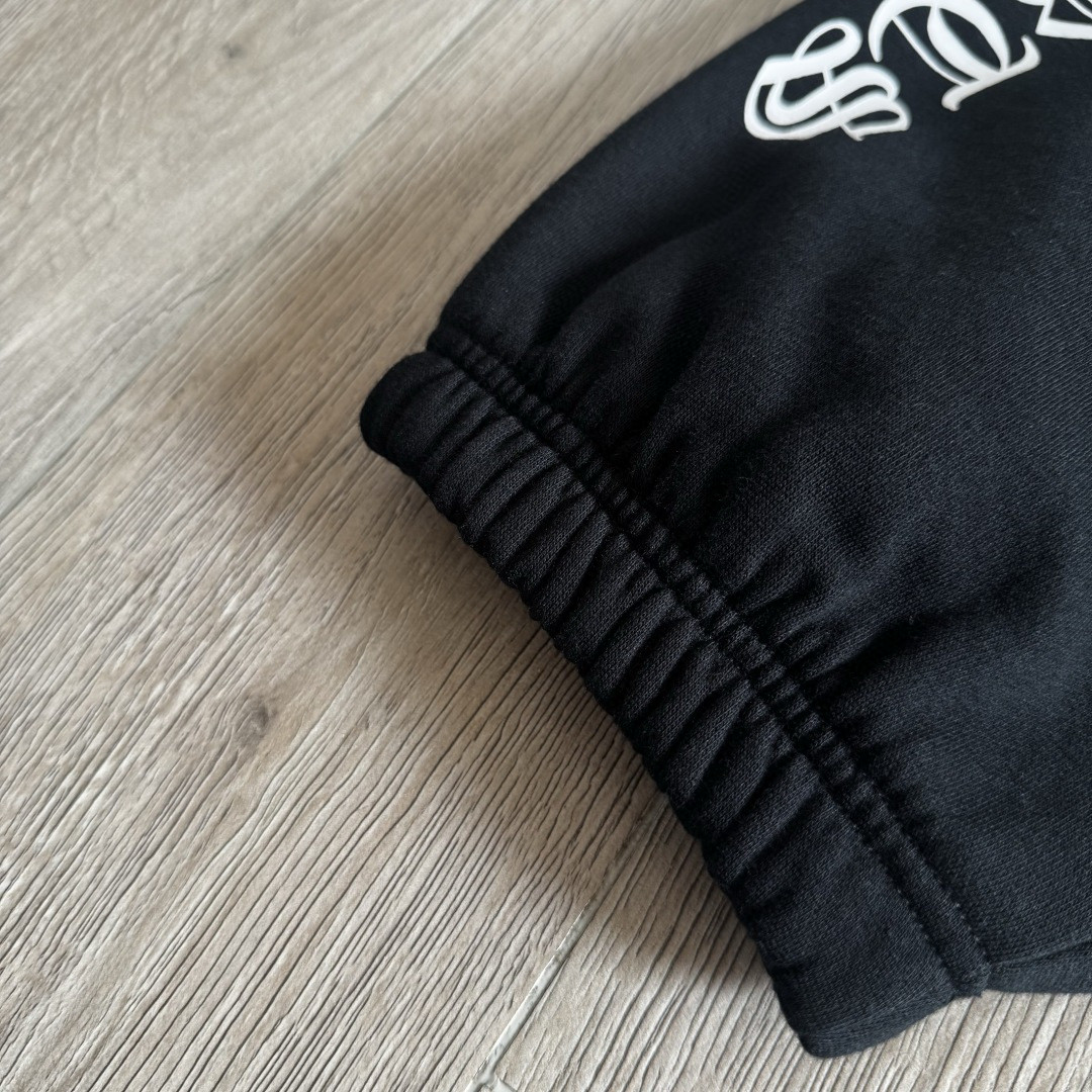 Chrome Hearts 克罗心 侧边白色梵文印花松紧腰束脚运动裤 抓绒 卫裤 休闲裤 长裤 裤子 黑色 