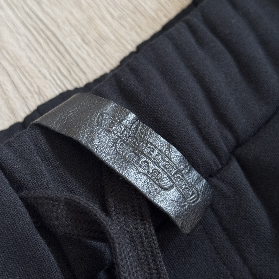 Chrome Hearts 克罗心 侧边蓝色梵文印花松紧腰束脚运动裤 抓绒 卫裤 休闲裤 长裤 裤子 黑蓝色 