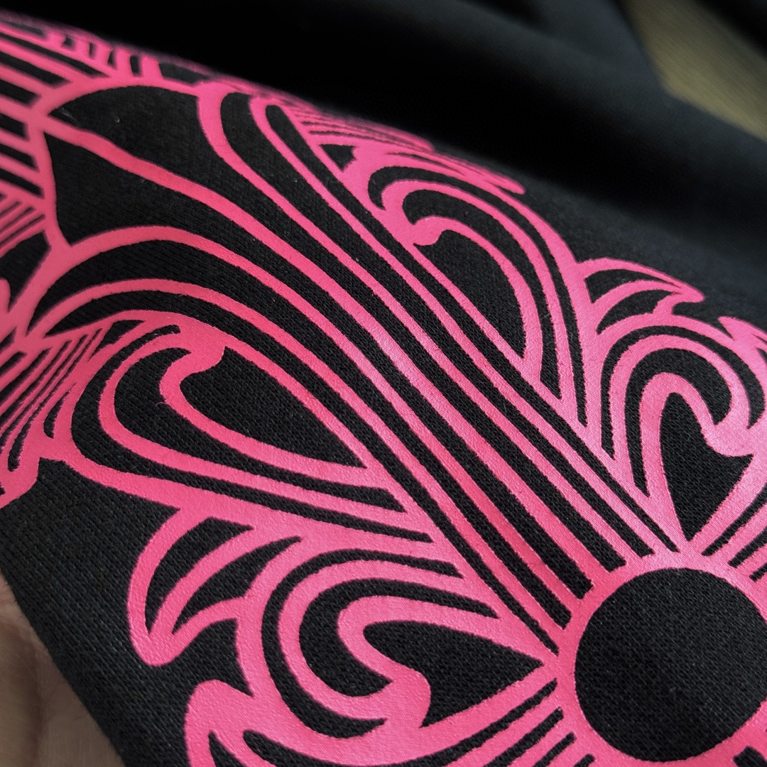 Chrome Hearts 克罗心 侧边粉色宝剑印花松紧腰束脚运动裤 抓绒 卫裤 休闲裤 长裤 裤子 黑粉色 