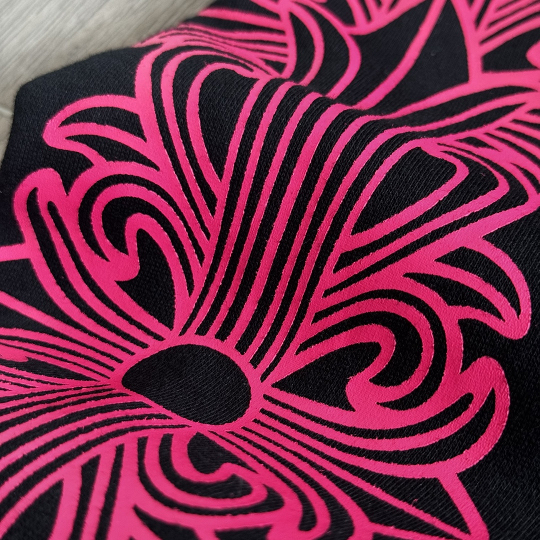 Chrome Hearts 克罗心 侧边粉色宝剑印花松紧腰束脚运动裤 抓绒 卫裤 休闲裤 长裤 裤子 黑粉色 