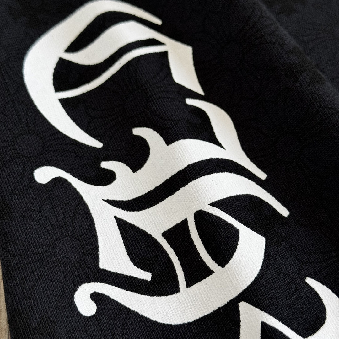 Chrome Hearts 克罗心 暗纹满印松紧腰束脚运动裤 卫裤 休闲裤 长裤 裤子 黑色 