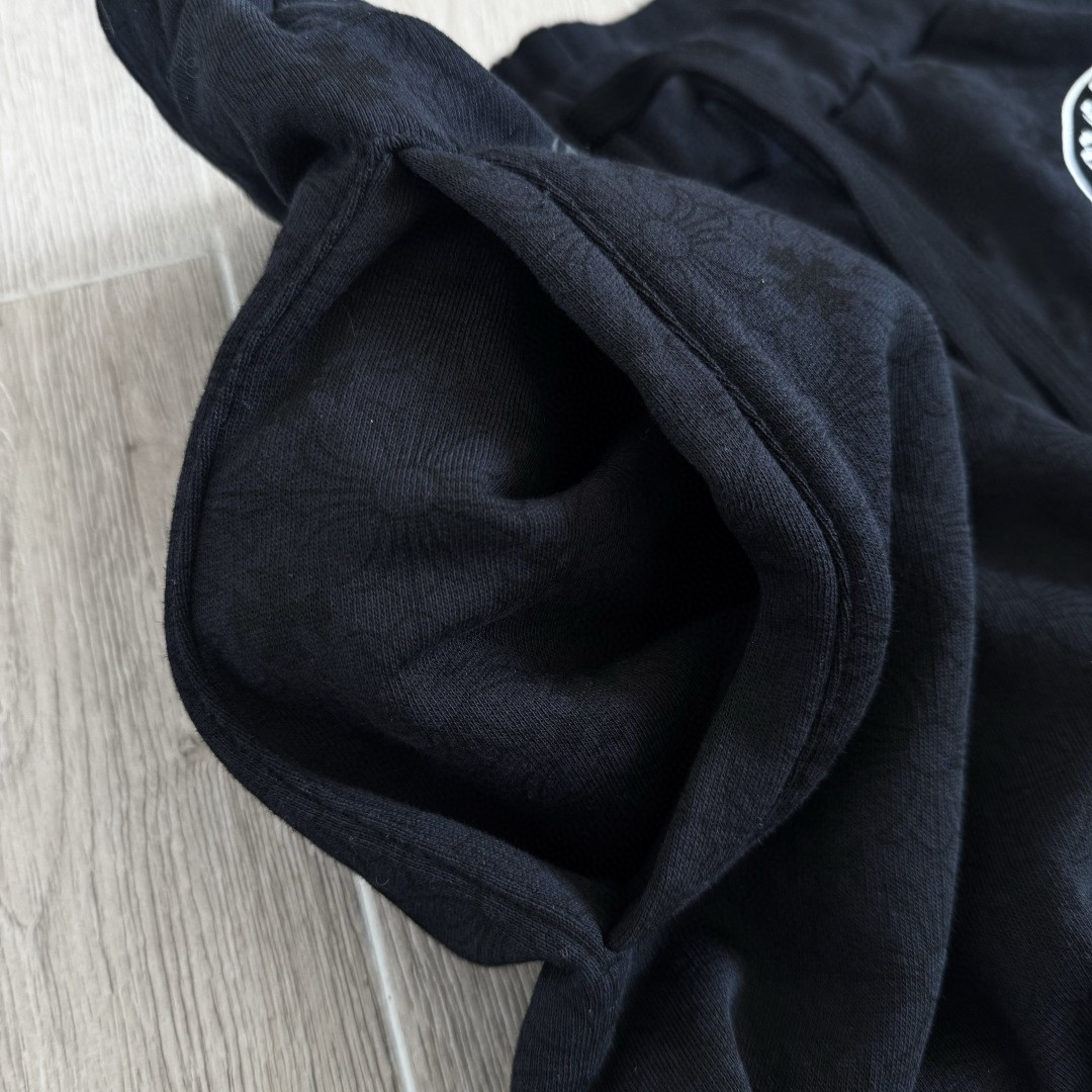 Chrome Hearts 克罗心 暗纹满印松紧腰束脚运动裤 卫裤 休闲裤 长裤 裤子 黑色 