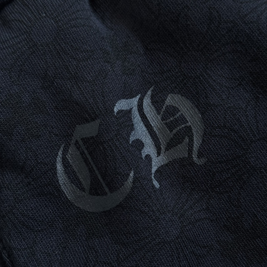 Chrome Hearts 克罗心 暗纹满印松紧腰束脚运动裤 卫裤 休闲裤 长裤 裤子 黑色 