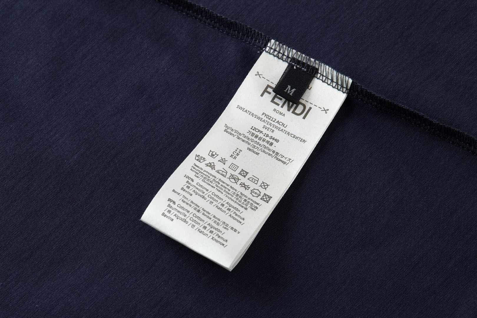 FENDI 芬迪 刺绣标识T恤 短袖 套头 夏季 蓝色 白色 A2 FY0936AVOHF0PTH