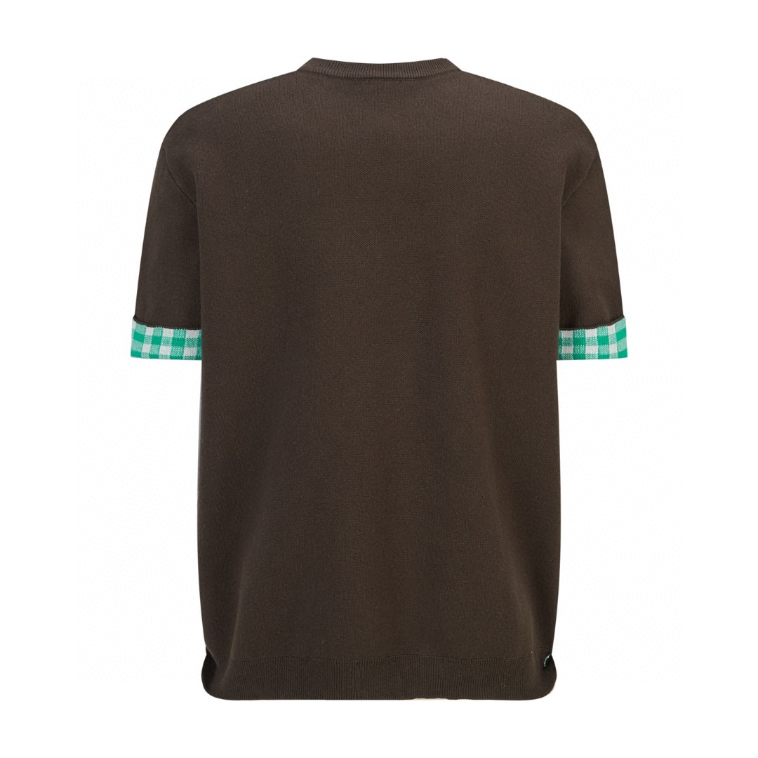 Loewe 罗意威 提花标识毛织圆领短袖 T恤 棕色 灰色 A5 H526Y55K15-3102