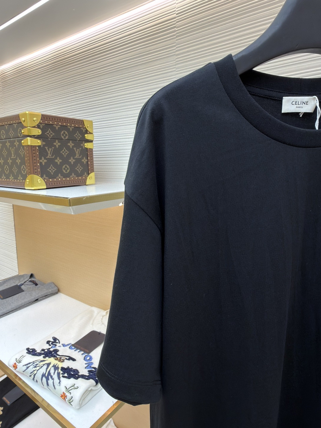 CELINE 赛琳 字母logo印花 短袖 T恤 圆领 夏款 黑色 白色 蓝色 A2