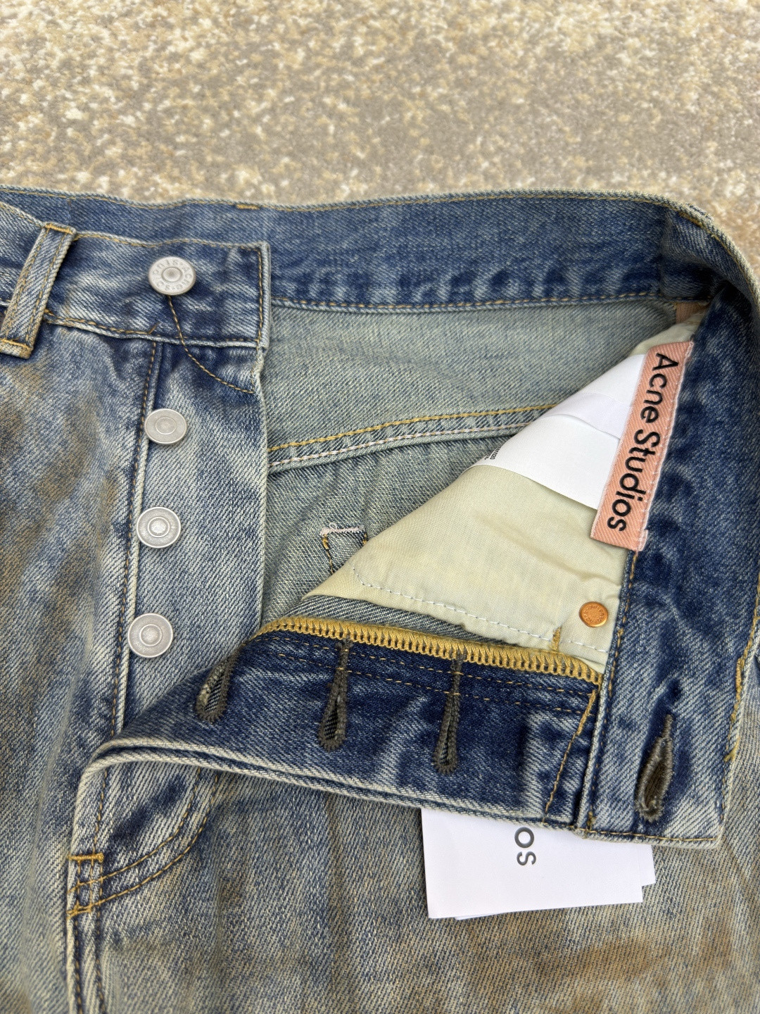 Acne Studios 脏脏泼墨破洞牛仔裤 长裤 裤子 蓝色 B0