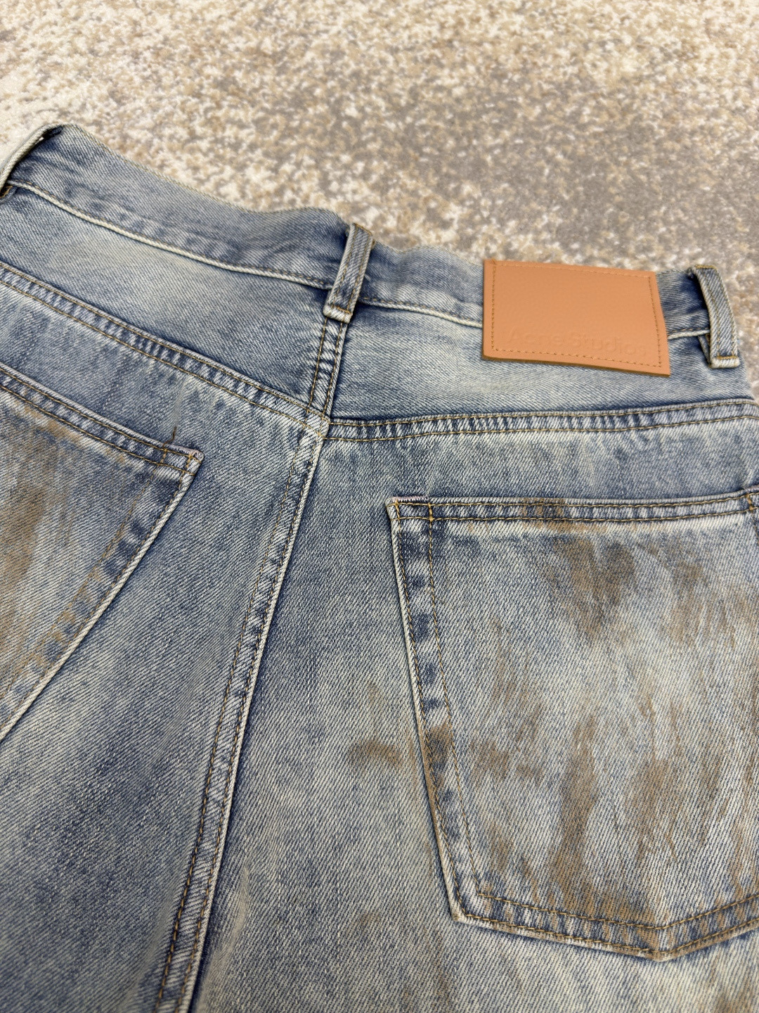 Acne Studios 脏脏泼墨破洞牛仔裤 长裤 裤子 蓝色 B0