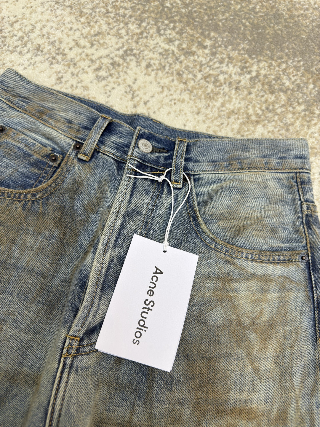 Acne Studios 脏脏泼墨破洞牛仔裤 长裤 裤子 蓝色 B0