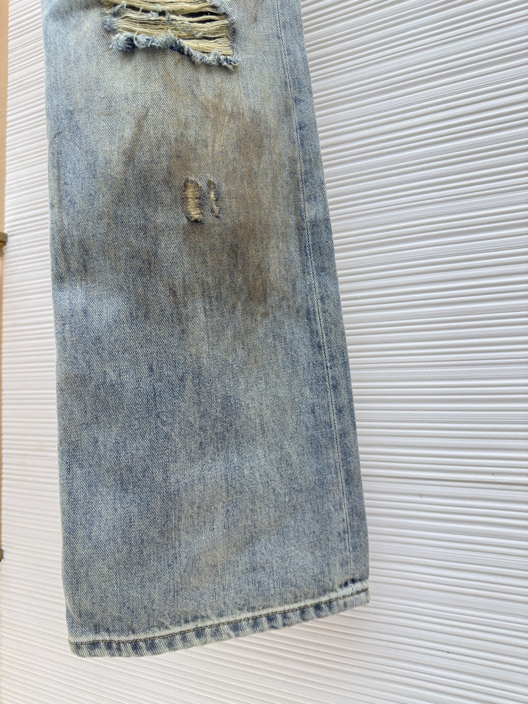 Acne Studios 脏脏泼墨破洞牛仔裤 长裤 裤子 蓝色 B0