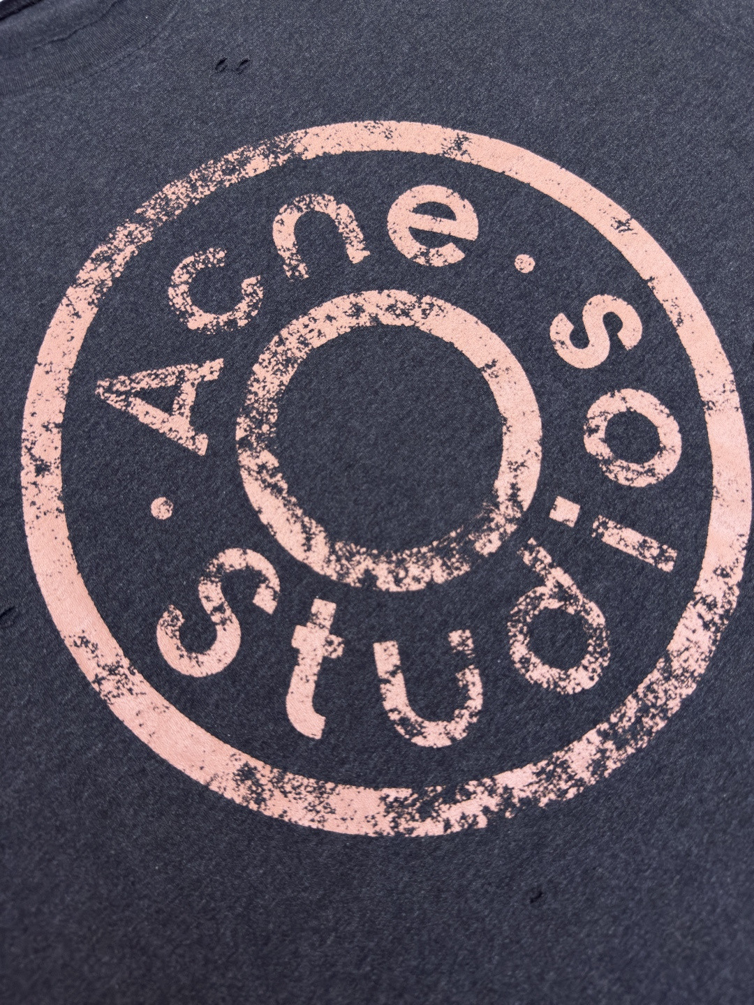 Acne Studios 做旧徽标印花破洞T恤 短袖 绿色 黑色 A2 CL0294-BCA