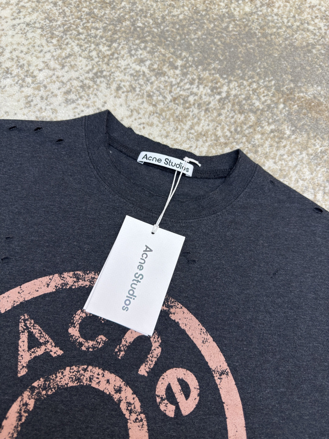 Acne Studios 做旧徽标印花破洞T恤 短袖 绿色 黑色 A2 CL0294-BCA