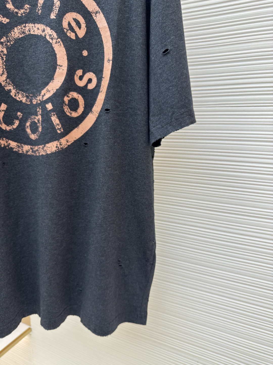 Acne Studios 做旧徽标印花破洞T恤 短袖 绿色 黑色 A2 CL0294-BCA