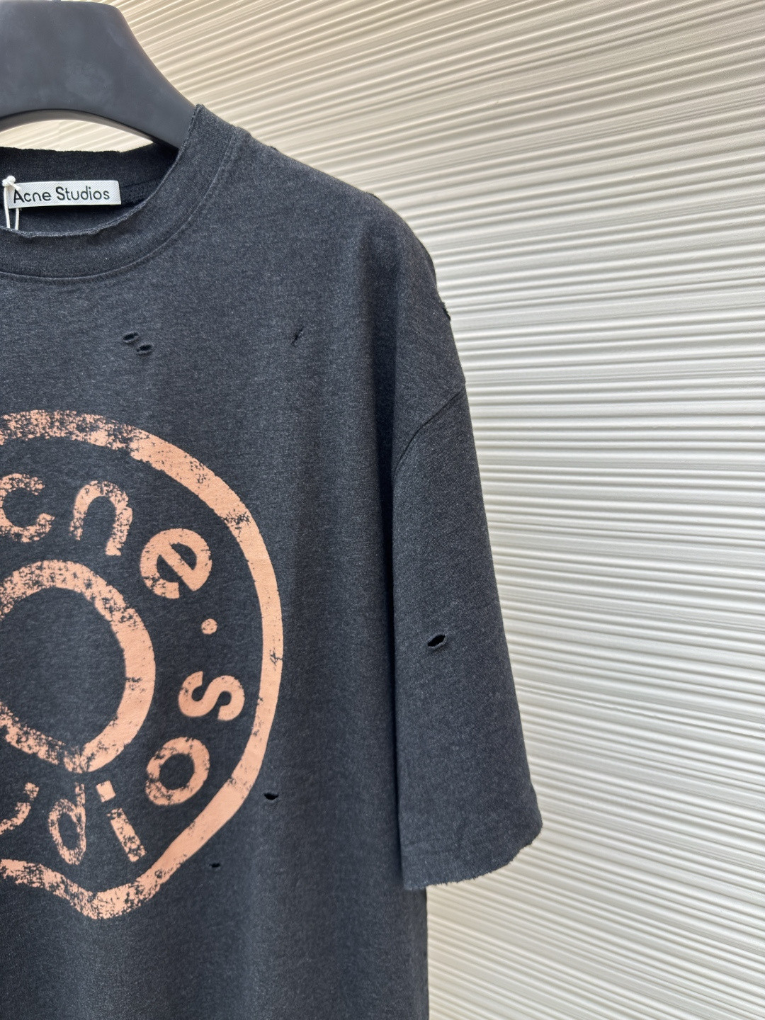 Acne Studios 做旧徽标印花破洞T恤 短袖 绿色 黑色 A2 CL0294-BCA