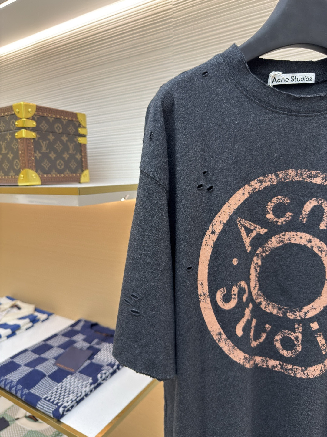 Acne Studios 做旧徽标印花破洞T恤 短袖 绿色 黑色 A2 CL0294-BCA