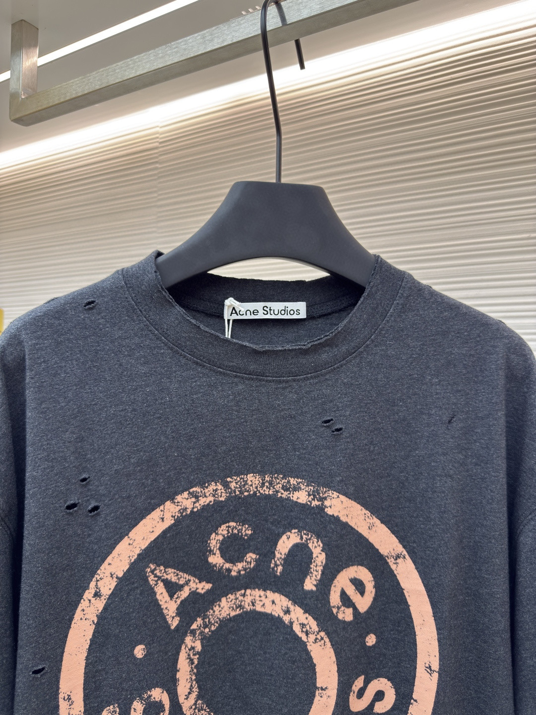 Acne Studios 做旧徽标印花破洞T恤 短袖 绿色 黑色 A2 CL0294-BCA