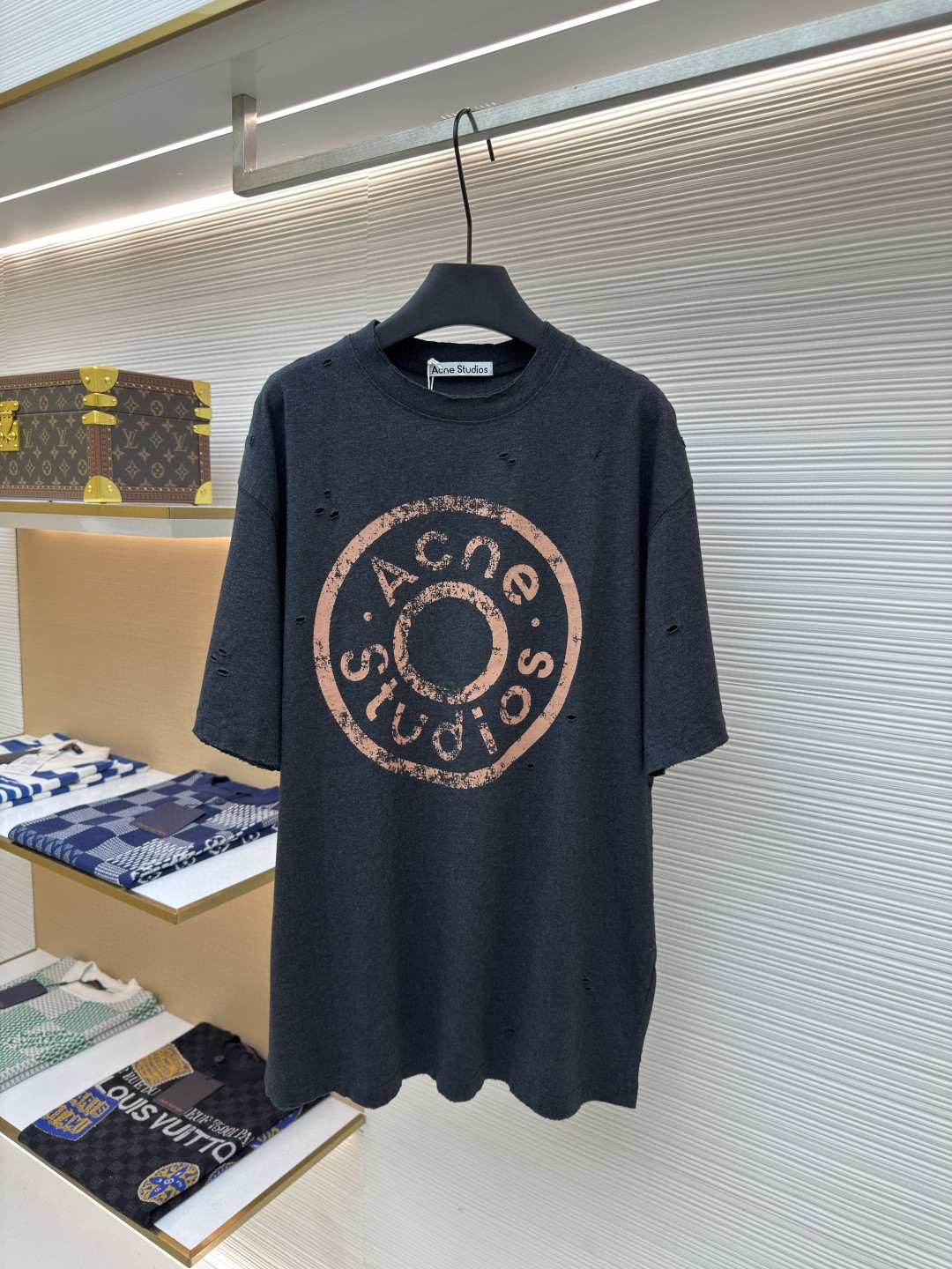 Acne Studios 做旧徽标印花破洞T恤 短袖 绿色 黑色 A2 CL0294-BCA