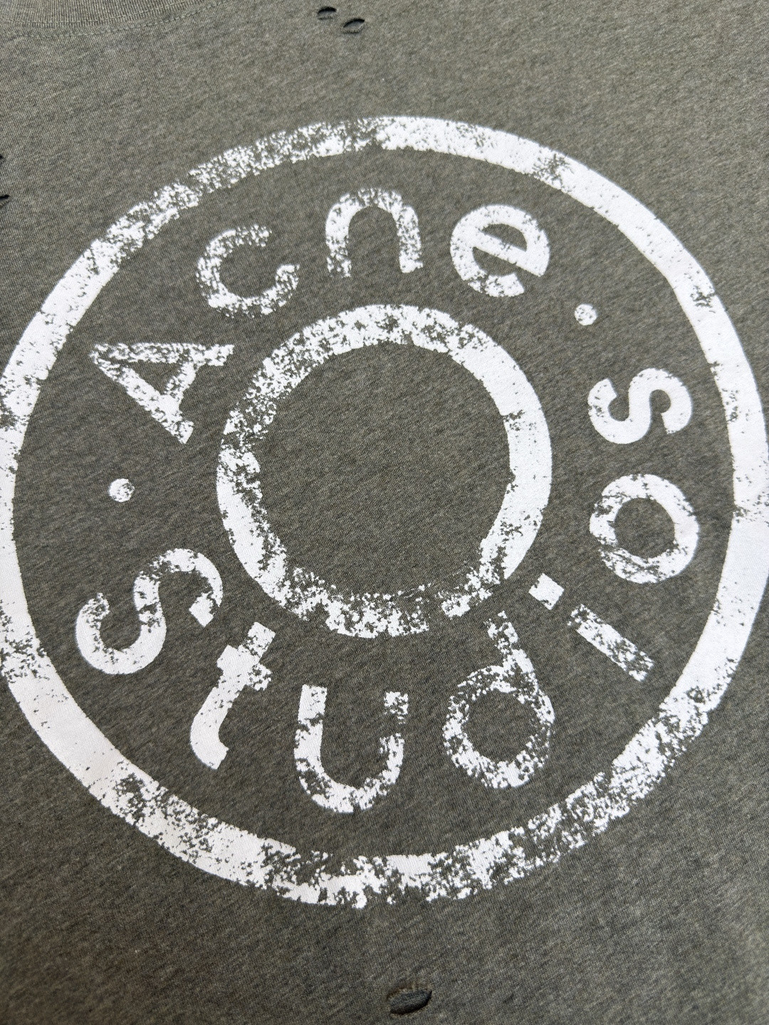 Acne Studios 做旧徽标印花破洞T恤 短袖 绿色 黑色 A2 CL0294-BCA