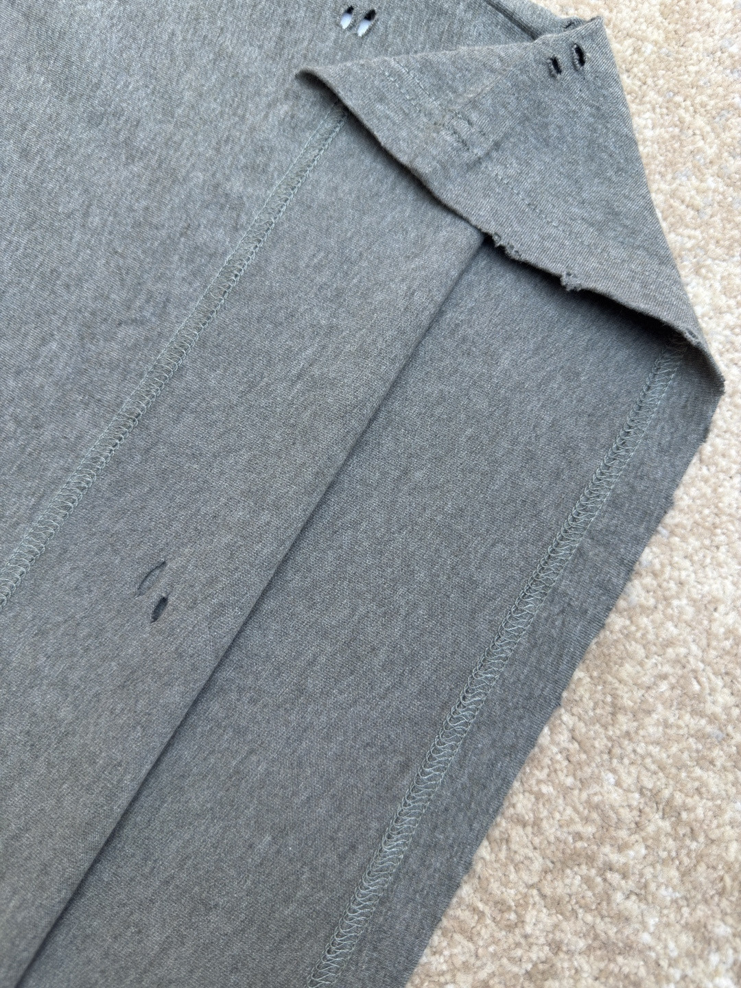 Acne Studios 做旧徽标印花破洞T恤 短袖 绿色 黑色 A2 CL0294-BCA