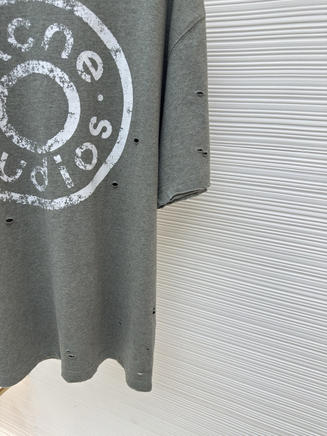 Acne Studios 做旧徽标印花破洞T恤 短袖 绿色 黑色 A2 CL0294-BCA