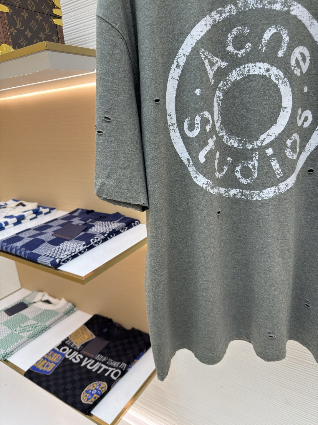 Acne Studios 做旧徽标印花破洞T恤 短袖 绿色 黑色 A2 CL0294-BCA