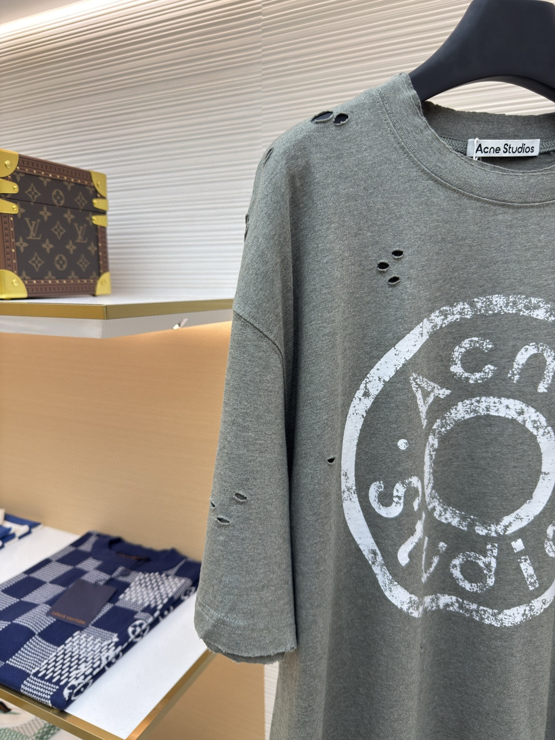 Acne Studios 做旧徽标印花破洞T恤 短袖 绿色 黑色 A2 CL0294-BCA