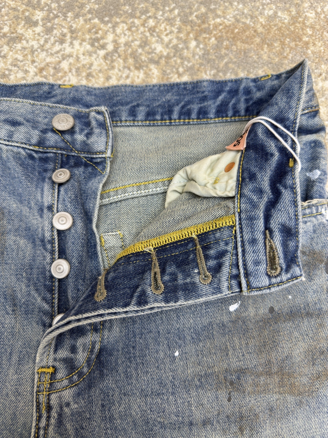 Acne Studios 做旧泼墨直筒牛仔裤 长裤 裤子 蓝色 B0