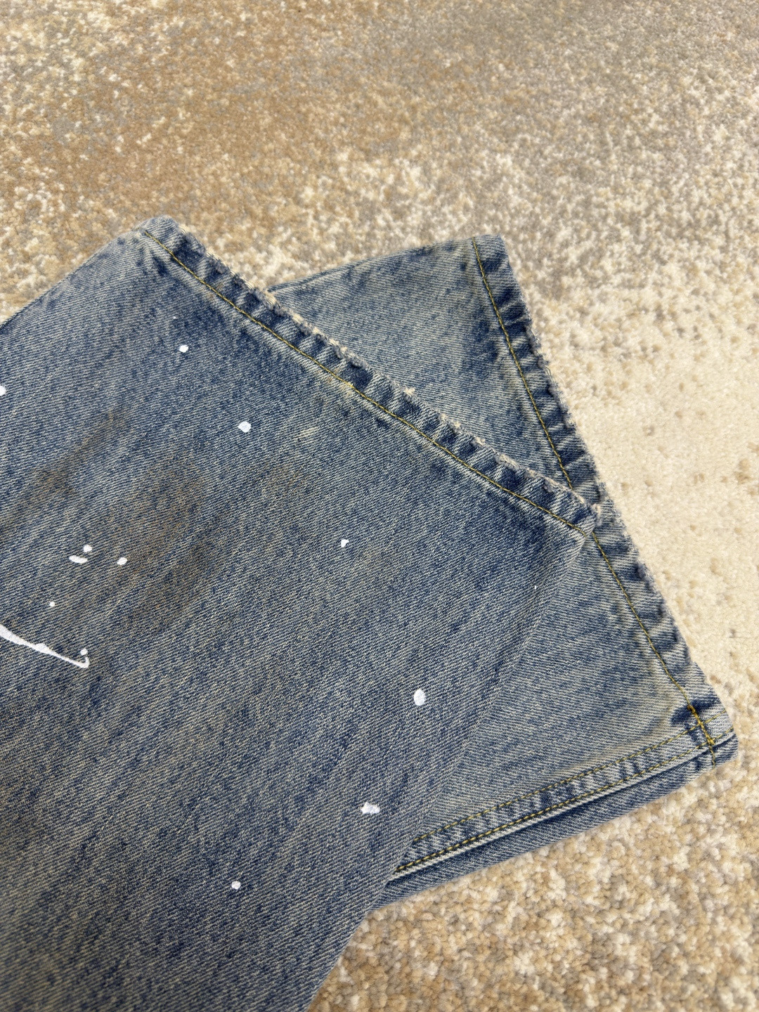 Acne Studios 做旧泼墨直筒牛仔裤 长裤 裤子 蓝色 B0