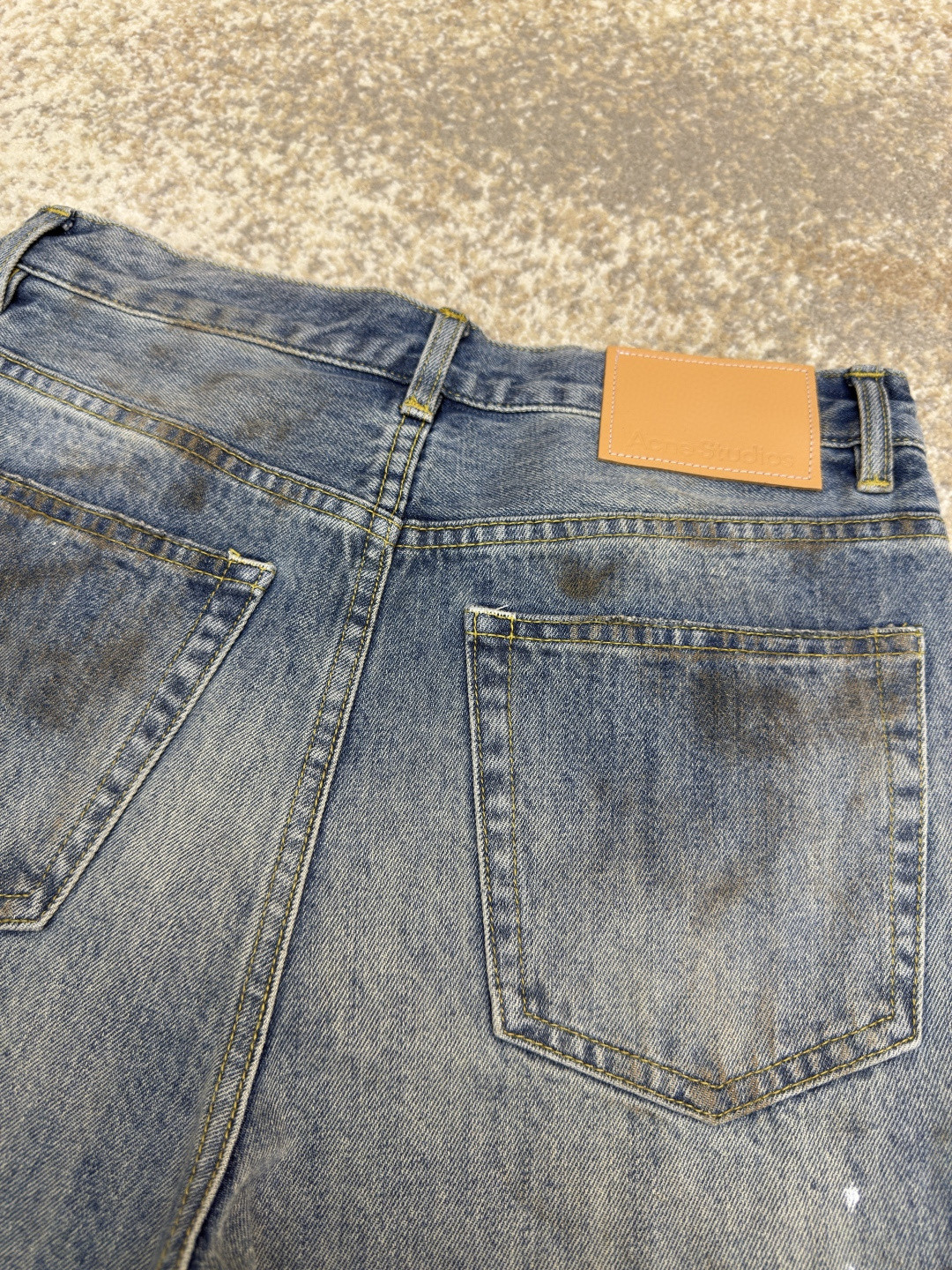 Acne Studios 做旧泼墨直筒牛仔裤 长裤 裤子 蓝色 B0