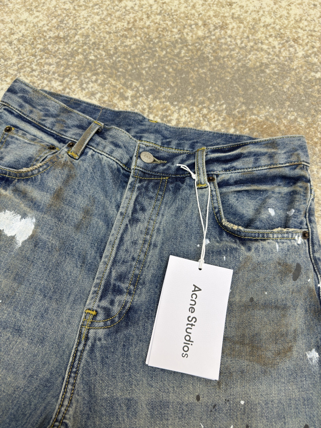 Acne Studios 做旧泼墨直筒牛仔裤 长裤 裤子 蓝色 B0