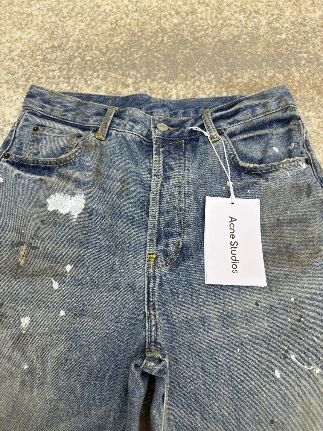 Acne Studios 做旧泼墨直筒牛仔裤 长裤 裤子 蓝色 B0